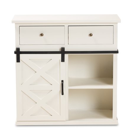 Baxton Studio Nadia ModernFarmhouse White Finished Wood and Black Metal 2-Door Sideboard Buffet 195-11966-ZORO